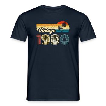 Vintage 1980 - Männer T-Shirt - Navy - Vorne - AI Model Male 178 light (178cm)