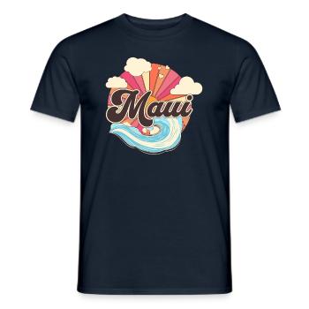 Maui Hawaii Rétro Plage des années 70 - T-shirt homme - marine - Devant - AI Model Male 178 light (178cm)