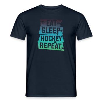 Manger dormir Hockey Répéter - T-shirt homme - marine - Devant - AI Model Male 178 light (178cm)