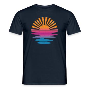 Coucher de soleil d’été vintage - T-shirt homme - marine - Devant - AI Model Male 178 light (178cm)