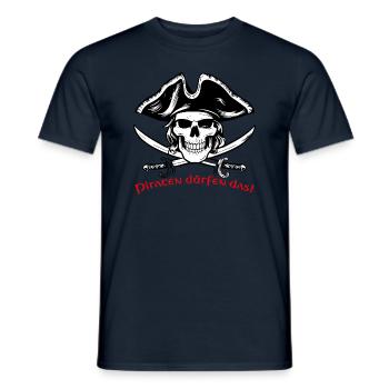 Pirate Skull 07 2024 Zeichenfläche 1 - Männer T-Shirt - Navy - Vorne - AI Model Male 178 light (178cm)