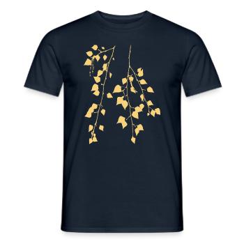 Birch Branch - Nature - Sustainable - Forest Tree - Men's T-Shirt - navy - Front - AI Model Male 178 light (178cm)