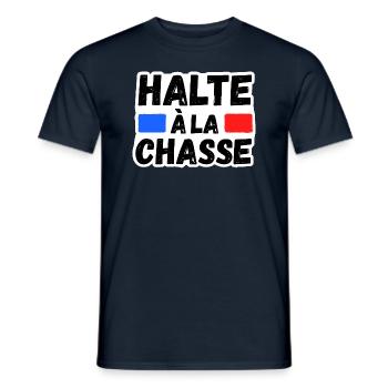 Halte à la chasse anti chasseur - T-shirt homme - marine - Devant - AI Model Male 178 light (178cm)