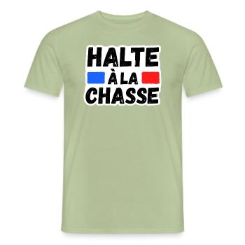 Halte à la chasse anti chasseur - T-shirt homme - vert sauge - Devant - AI Model Male 178 light (178cm)