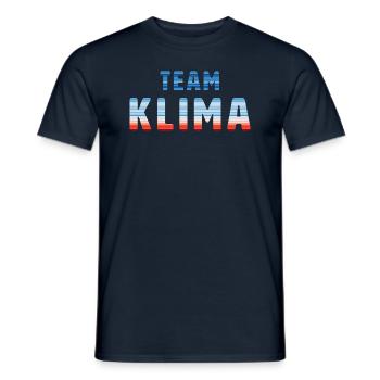 Team Klima | Warming Stripes - Männer T-Shirt - Navy - Vorne - AI Model Male 178 light (178cm)
