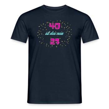 "40 is het nieuwe 27" verjaardagsontwerp - Heren T-shirt - navy - Voor - AI Model Male 178 light (178cm)