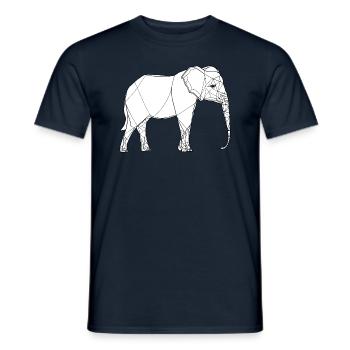 Elephant fine line art on white - Men's T-Shirt - navy - Front - AI Model Male 178 light (178cm)