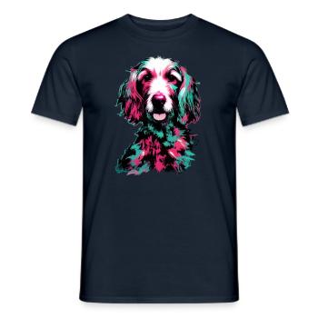 cockapoo painting in cyan and magenta - Men's T-Shirt - navy - Front - AI Model Male 178 light (178cm)