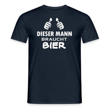 dieser mann braucht bier - Männer T-Shirt - Navy - Vorne - AI Model Male 178 light (178cm)