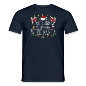 Le plus susceptible de devenir impertinent avec le Père Noël - T-shirt homme - marine - Devant - AI Model Male 178 light (178cm)