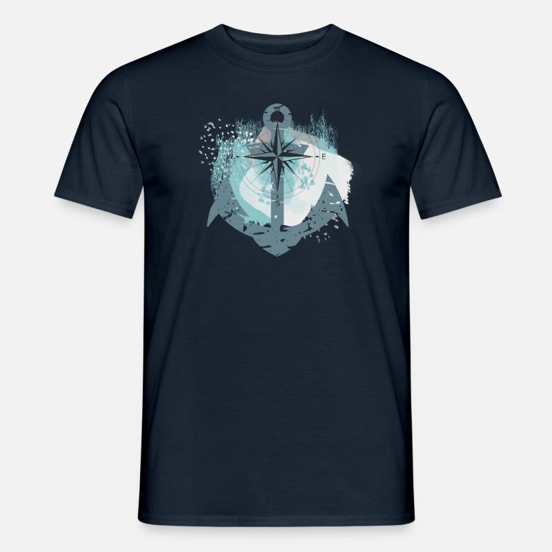 Anker und Kompass - Männer T-Shirt - Navy