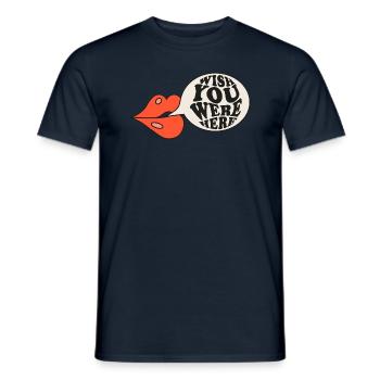 WISH YOU WERRE HERE ,TU ME MANQUE MON AMOUR - T-shirt homme - marine - Devant - AI Model Male 178 light (178cm)