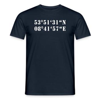 Les coordonnées de Cuxhaven - T-shirt homme - marine - Devant - AI Model Male 178 light (178cm)