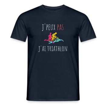 j'peux pas j'ai triathlon cadeau anniversaire - T-shirt homme - marine - Devant - AI Model Male 178 light (178cm)