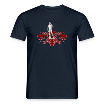 David von Michelangelo und rote Lilie von Florenz - Männer T-Shirt - Navy - Vorne - AI Model Male 178 light (178cm)