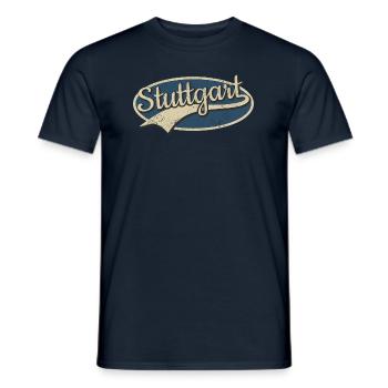 Stuttgart Deutschland Vintage Typografie - Männer T-Shirt - Navy - Vorne - AI Model Male 178 light (178cm)