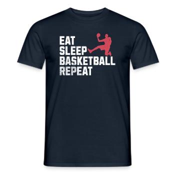 Manger, dormir, jouer au basket-ball, répéter : la vie d’un vrai - T-shirt homme - marine - Devant - AI Model Male 178 light (178cm)