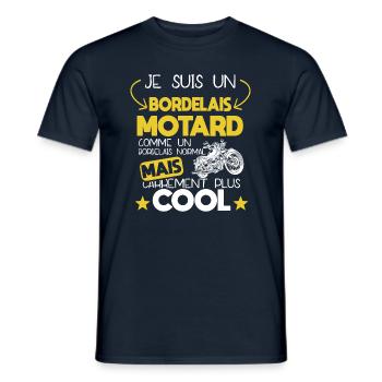Bordelais - Bordeaux - Motard - Moto - Cadeau - T-shirt homme - marine - Devant - AI Model Male 178 light (178cm)