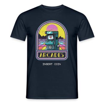Arcade Machine Insert Coin Gaming Retro Style - Men's T-Shirt - navy - Front - AI Model Male 178 light (178cm)