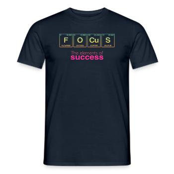Funny saying: The Elements of Success - FOCUS - Men's T-Shirt - navy - Front - AI Model Male 178 light (178cm)