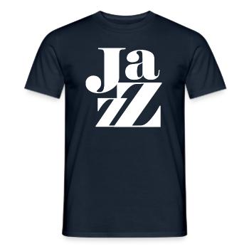 Jazz logo design - Men's T-Shirt - navy - Front - AI Model Male 178 light (178cm)