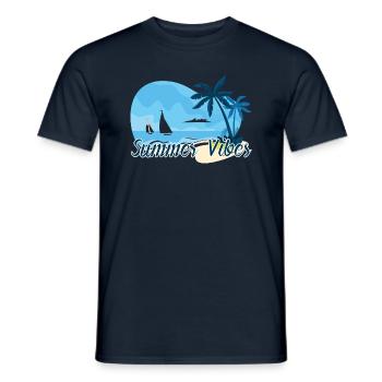 Summer Palm Trees Beach Sea Holiday - Men's T-Shirt - navy - Front - AI Model Male 178 light (178cm)