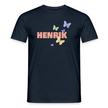Prénom Henrik aux papillons - T-shirt homme - marine - Devant - AI Model Male 178 light (178cm)