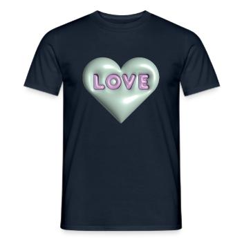 Love 3D bubble - T-shirt homme - marine - Devant - AI Model Male 178 light (178cm)