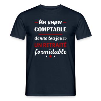 Un super comptable, retraité, cadeau retraite - T-shirt homme - marine - Devant - AI Model Male 178 light (178cm)