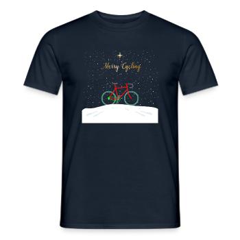 Fahrrad T-Shirt Merry Cycling Weihnachten - Männer T-Shirt - Navy - Vorne - AI Model Male 178 light (178cm)