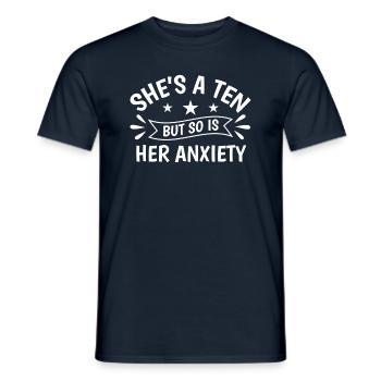Elle est une dizaine mais son anxiété aussi est drôle citations - T-shirt homme - marine - Devant - AI Model Male 178 light (178cm)
