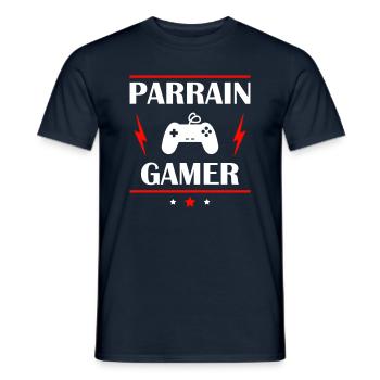 Parrain gamer, gaming, jeux vidéos, gameur - T-shirt homme - marine - Devant - AI Model Male 178 light (178cm)