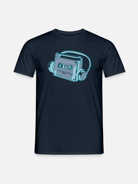 Walkman mit Kopfhörern Retro personalisierbar - Männer T-Shirt - Navy