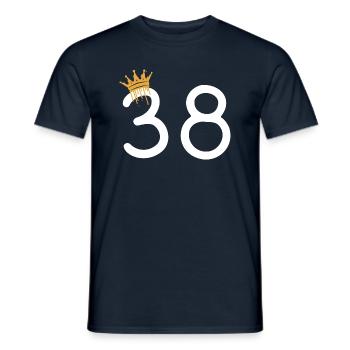 Elegant birthday number 38 with crown - Men's T-Shirt - navy - Front - AI Model Male 178 light (178cm)