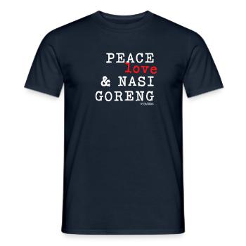 Friedensliebe und Nasi Goreng T-Shirt - Männer T-Shirt - Navy - Vorne - AI Model Male 178 light (178cm)