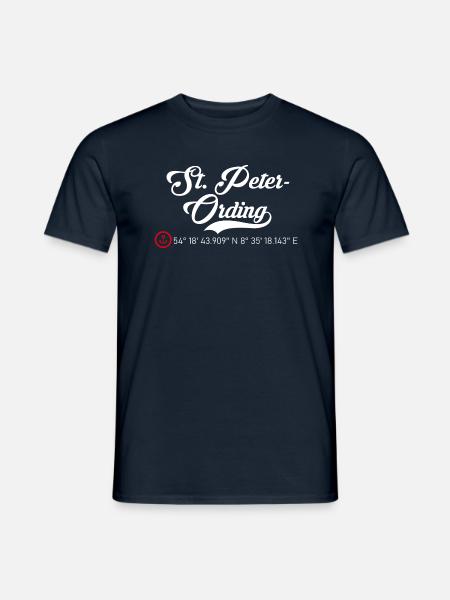 St. Peter Ording roter Anker Koordinaten - Männer T-Shirt - Navy
