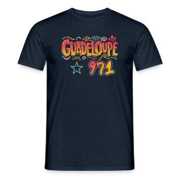 Guadeloupe 971 - idee cadeau design Guadeloupéen - T-shirt homme - marine - Devant - AI Model Male 178 light (178cm)