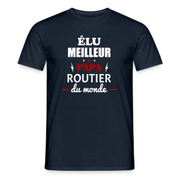 Élu meilleur papa routier du monde,fête des pères - T-shirt homme - marine - Devant - AI Model Male 178 light (178cm)