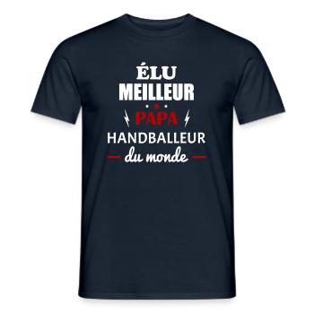 Élu meilleur papa handballeur, fête des pères - T-shirt homme - marine - Devant - AI Model Male 178 light (178cm)