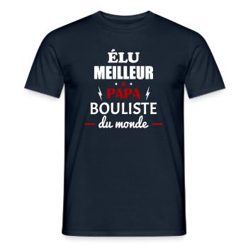 Élu meilleur papa bouliste du monde,fête des pères - T-shirt homme - marine - Devant - AI Model Male 178 light (178cm)