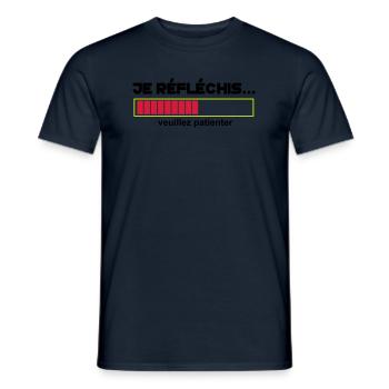 JE Réfléchis,drôle,citations,humour,formes - T-shirt homme - marine - Devant - AI Model Male 178 light (178cm)