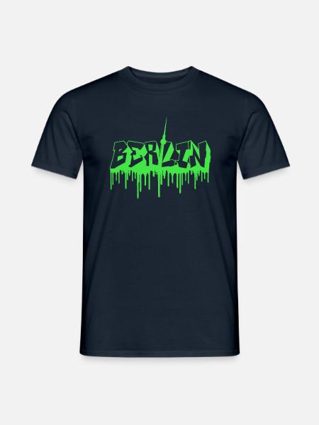 Berlin Green Graffiti mit Fernsehturm - Männer T-Shirt - Navy