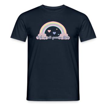 Cheerful Doom Tee: Rainbow Revel - Men's T-Shirt - navy - Front - AI Model Male 178 light (178cm)