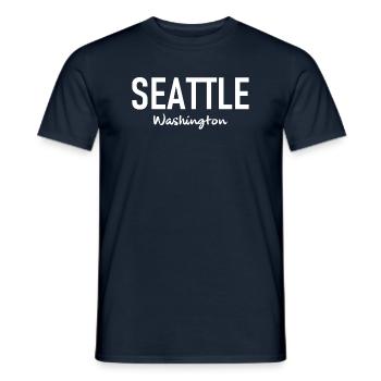 Seattle - Washington - USA - United States of America - Men's T-Shirt - navy - Front - AI Model Male 178 light (178cm)