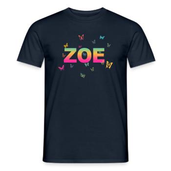 Zoe - Beautiful name with butterflies - Men's T-Shirt - navy - Front - AI Model Male 178 light (178cm)
