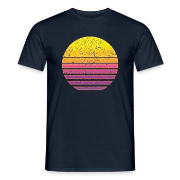 Sun Synthwave Retro - Men's T-Shirt - navy - Front - AI Model Male 178 light (178cm)