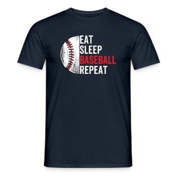 Essen Schlaf Baseball Wiederholung - Männer T-Shirt - Navy - Vorne - AI Model Male 178 light (178cm)
