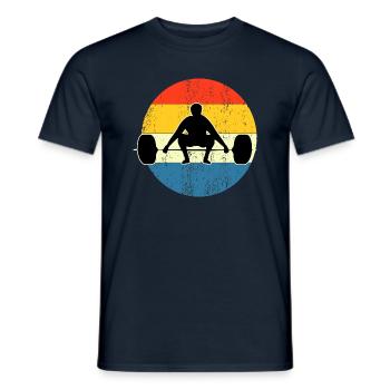 vintage fitness workout sunset - Men's T-Shirt - navy - Front - AI Model Male 178 light (178cm)