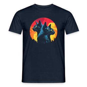 Cat Silhouette - Männer T-Shirt - Navy - Vorne - AI Model Male 178 light (178cm)