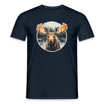 Moose in its natural environment - Men's T-Shirt - navy - Front - AI Model Male 178 light (178cm)